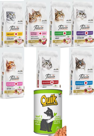 Felicia Kedi Maması 12 Kg 7 Adet Quik Kedi Konserve 24 Adet Felicia Kedi Maması 12 Kg 7 Adet Quik Kedi Konserve 24 Adet