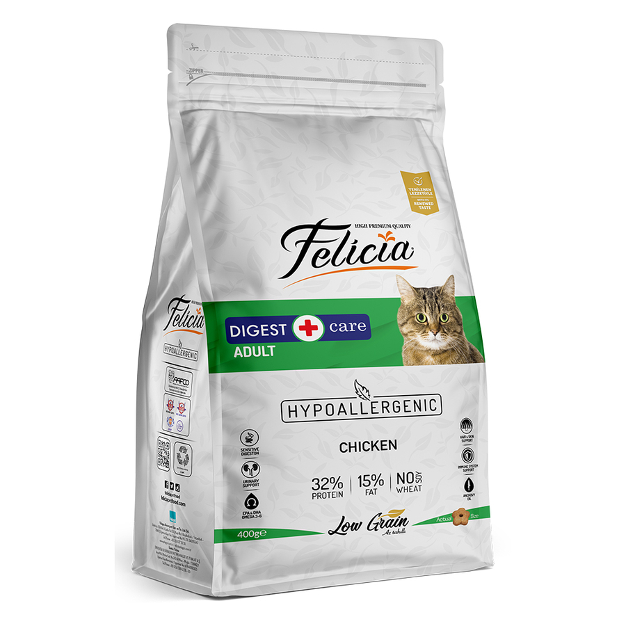 Felicia 400g Tavuklu Az Tahıllı Yetişkin Kedi Maması 12 Adet