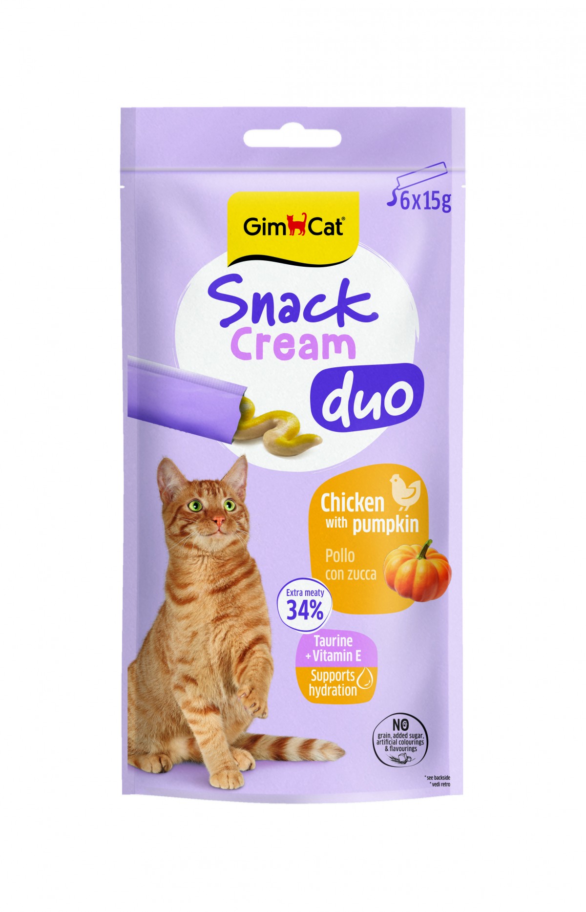 Gimcat Snack Cream Duo Tavuklu & Balkabaklı Kedi Ödülü 6x15gr