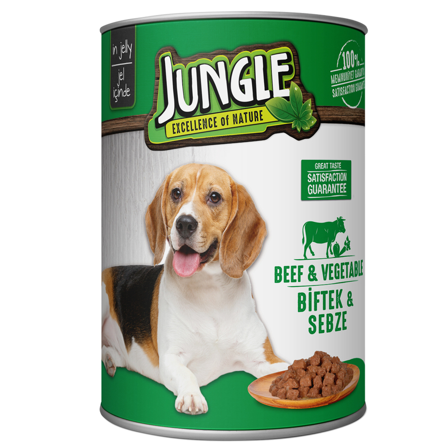 Jungle Köpek 415 gr Biftekli-Sebzeli Konserve 24 Adet Jungle Köpek 415 gr Biftekli-Sebzeli Konserve 24 Adet
