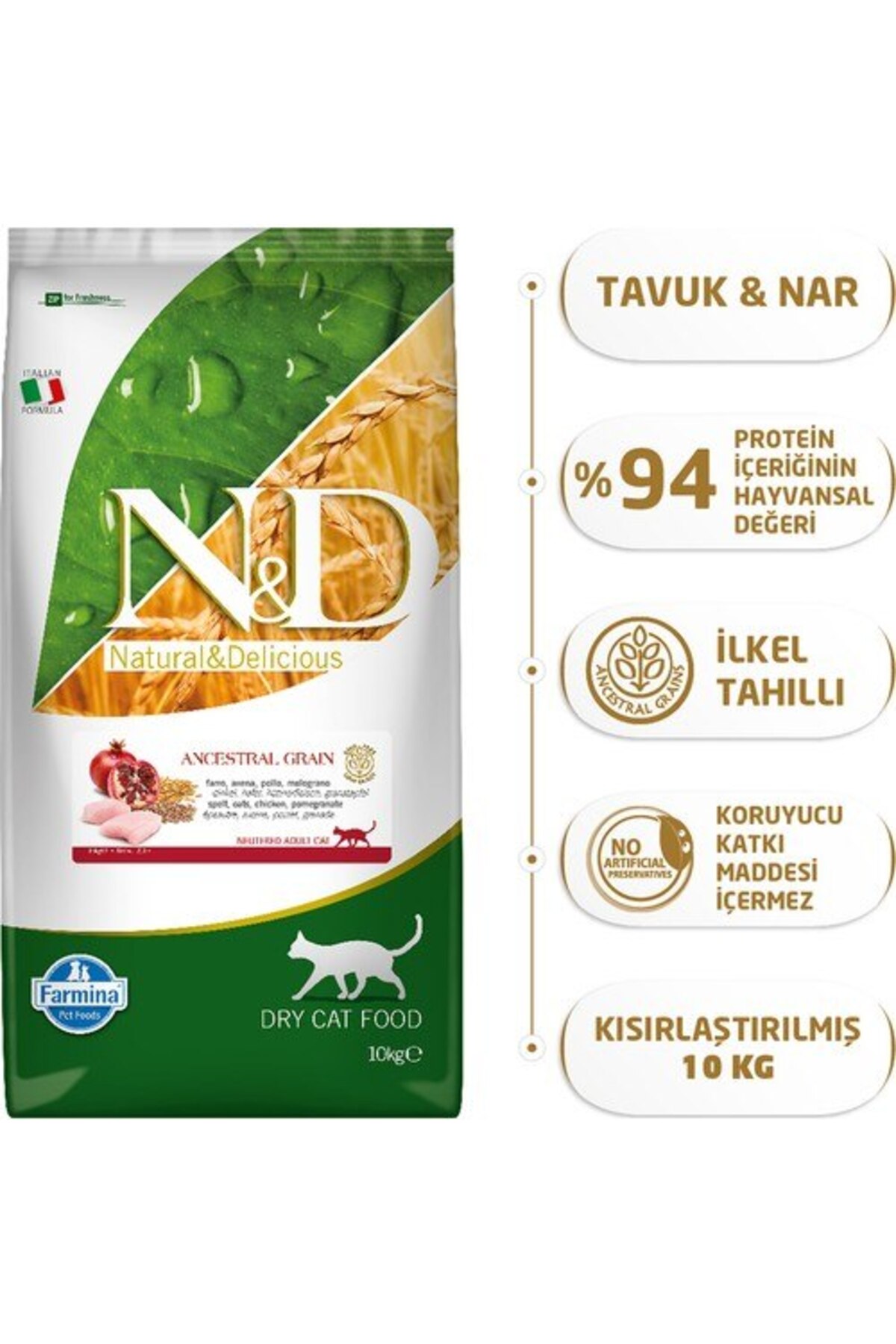 Nd Tavuk & Nar Neutered Az Tahıllı Kedi Maması - 10 Kg