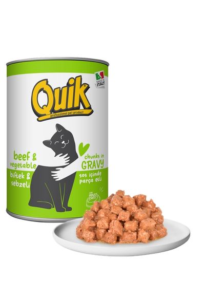 Quik Kedi 415 gr Biftek-Sebze Konserve 24 Adet Quik Kedi 415 gr Biftek-Sebze Konserve 24 Adet