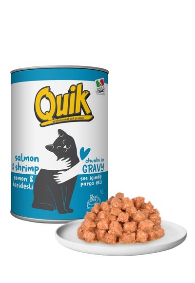 Quik Kedi 415 gr Somon-Karides Konserve 24 Adet Quik Kedi 415 gr Somon-Karides Konserve 24 Adet