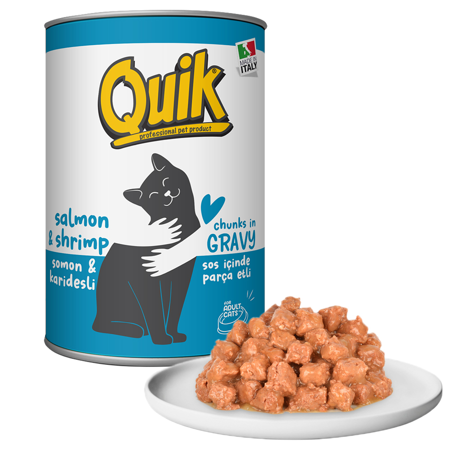 Quik Kedi 415 gr Somon-Karides Konserve 24 Adet Quik Kedi 415 gr Somon-Karides Konserve 24 Adet