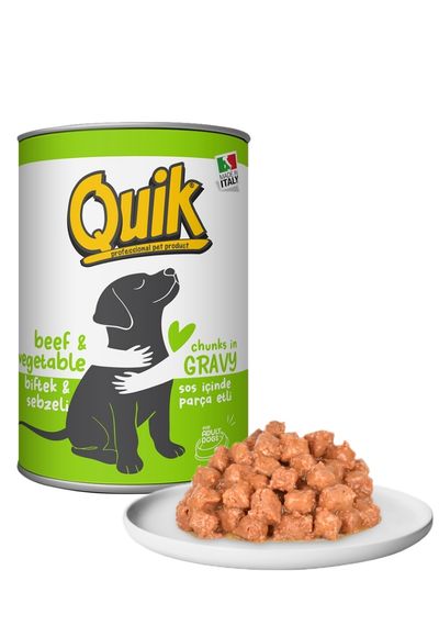 Quik Köpek 415 gr Biftek-Sebze Konserve 24 Adet Kampanyalı Ürün Quik Köpek 415 gr Biftek-Sebze Konserve 24 Adet Kampanyalı Ürün