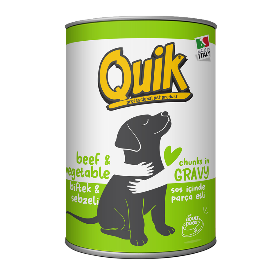 Quik Köpek 415 gr Biftek-Sebze Konserve 24 Adet Quik Köpek 415 gr Biftek-Sebze Konserve 24 Adet