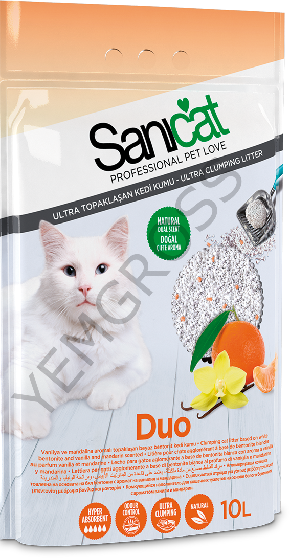 Sanicat Duo Vanilya Ve Mandalinalı Kedi Kumu 10 L