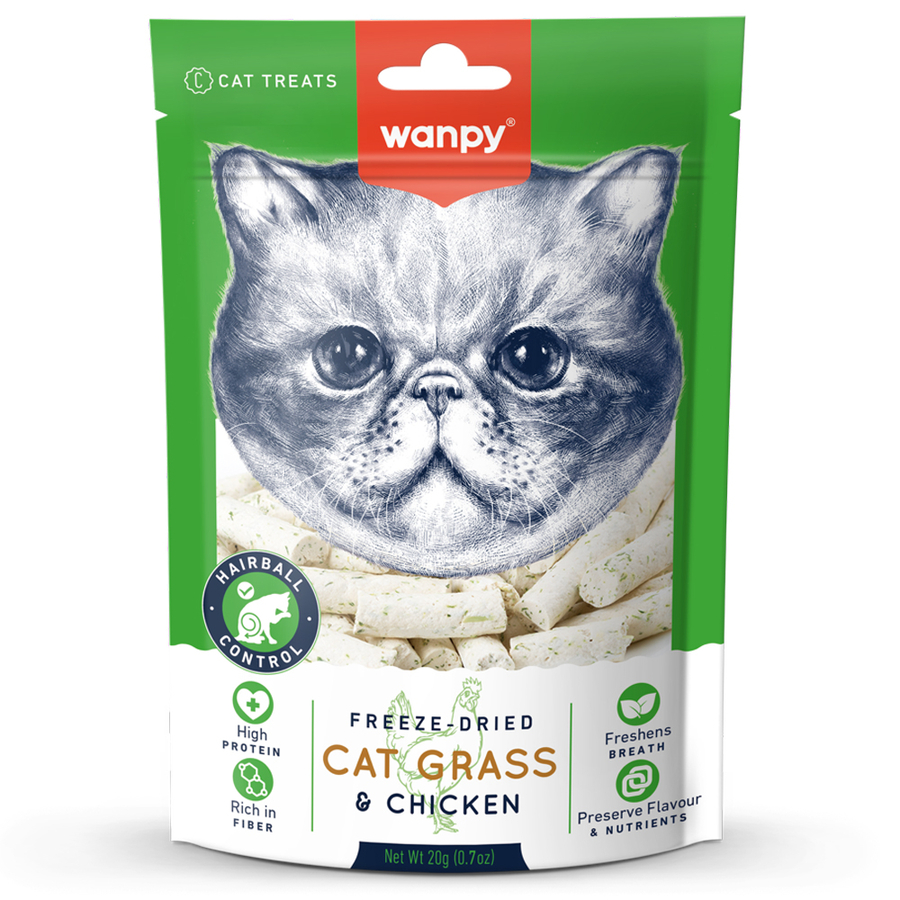 Wanpy Kedi Dondurulmuş Kedi Çimi ve Tavuklu Ödül