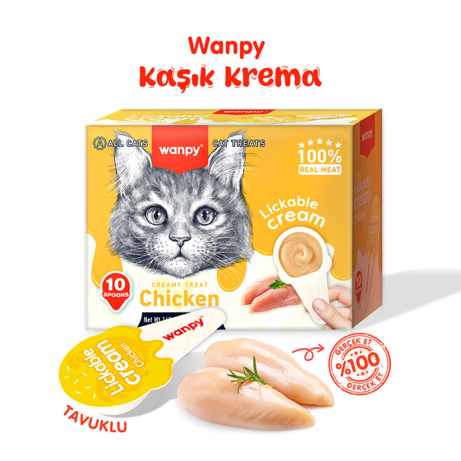 Wanpy Tavuklu 10*16 gr Kaşıklı Kedi Ödül Kreması Wanpy Tavuklu 10*16 gr Kaşıklı Kedi Ödül Kreması
