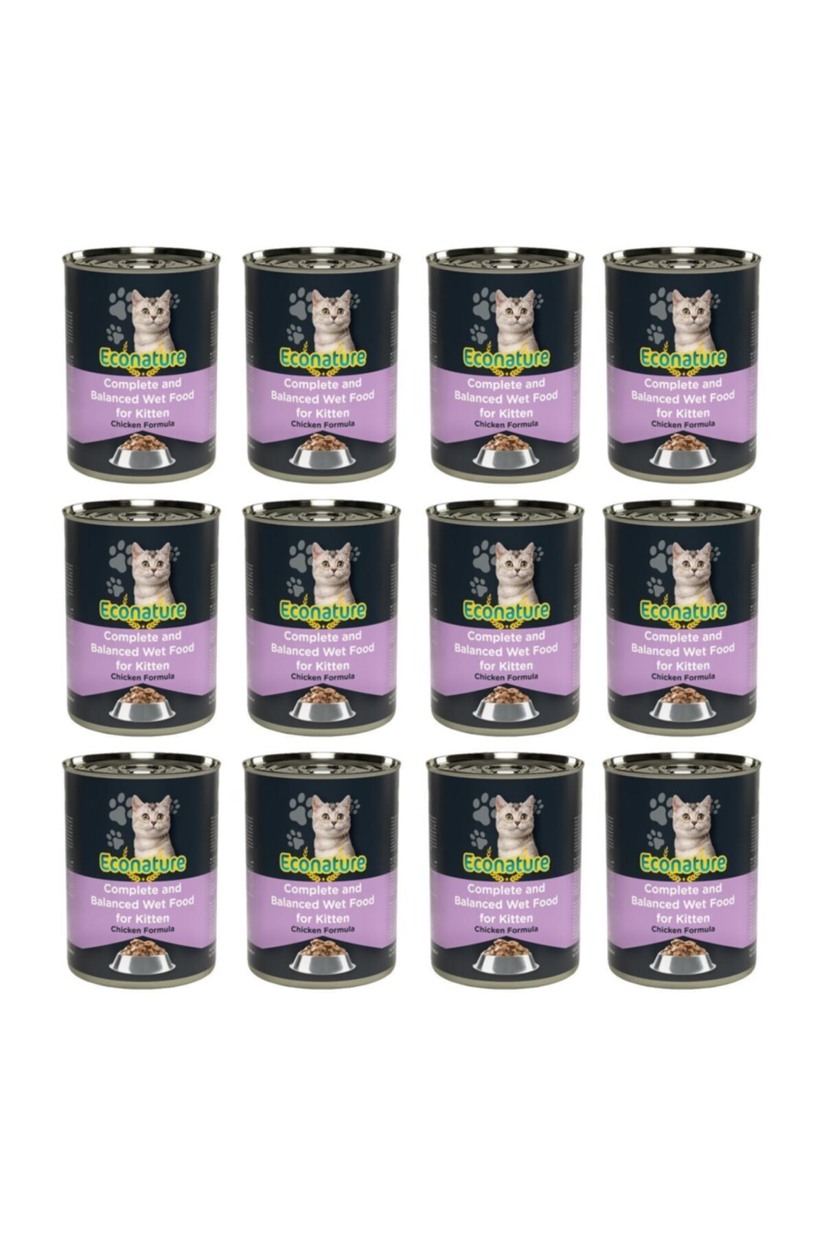 Econature Tavuk Etli Yavru Kedi Konserve Maması 400Gr X 12 Adet