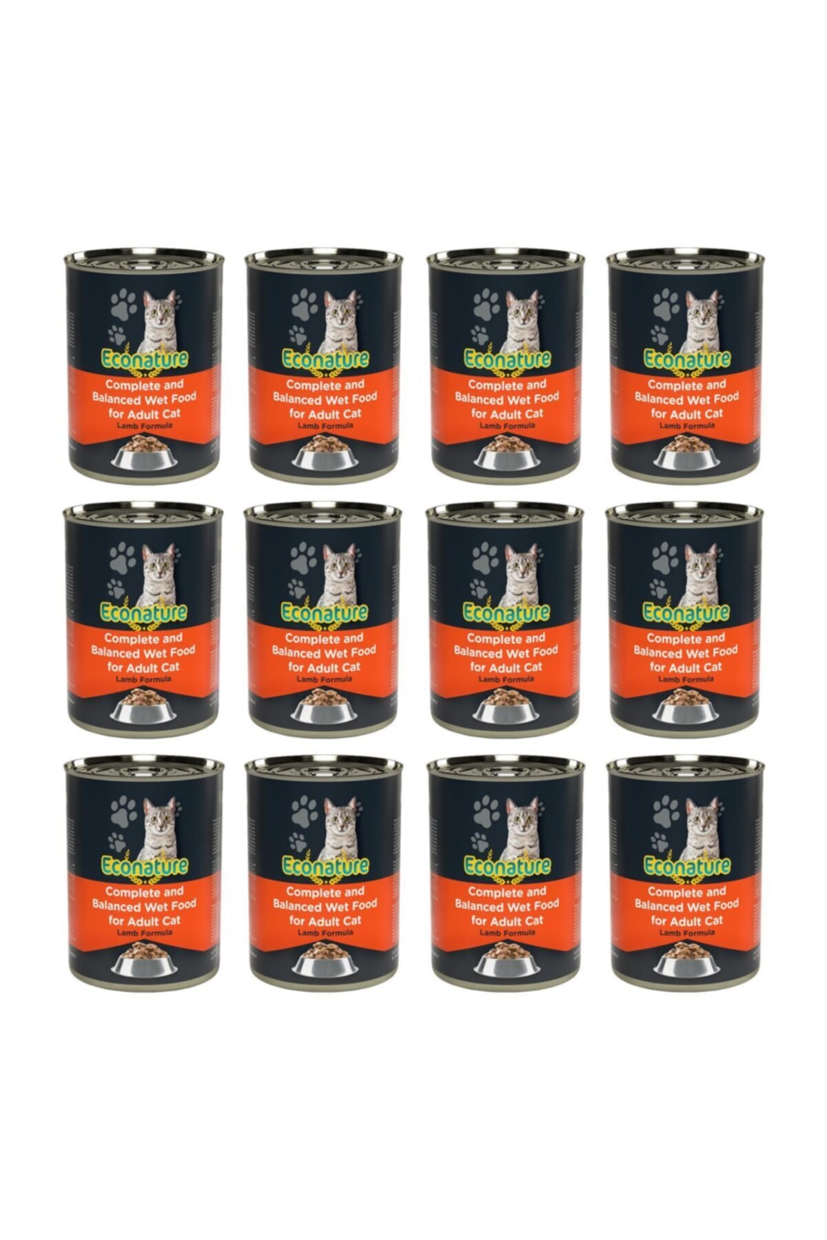 Econature Yet. Kuzu Etli  Kedi Konserve Maması 400Gr X 12 Adet