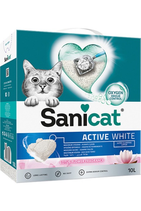 Sanicat Active White Lotus Çiçeği Kedi Kumu 10 L