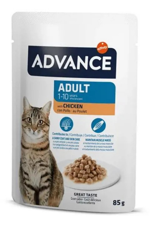 Advance Pouch Tavuklu Yetişkin Yaş Kedi Maması 85 Gr