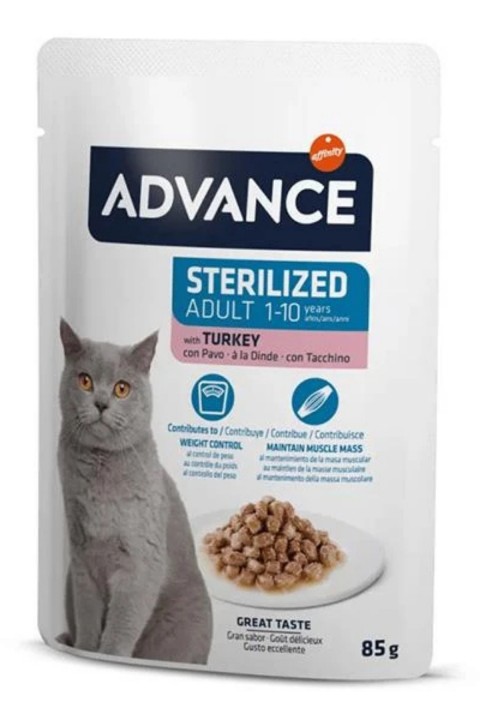 Advance Sterilised Pouch Hindili Kısırlaştırılmış Yaş Kedi Maması 85 Gr