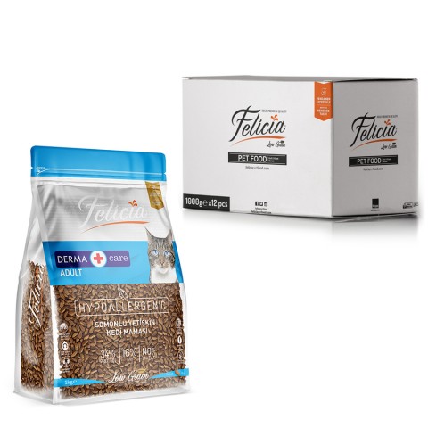 Felicia 12x1 Kg Kolajenli Somonlu Az Tahıllı Yetişkin Kedi Maması HypoAllergenic Kedi Maması