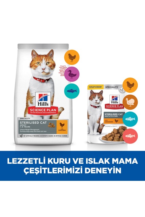 Hill's SP Tavuklu Kısırlaştırılmış Yetişkin Kedi Maması 8+2 KG