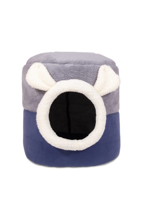 Mavi Gri Kutu Kedi Yatağı Yuvası Yıkanabilir 40x40 Cm