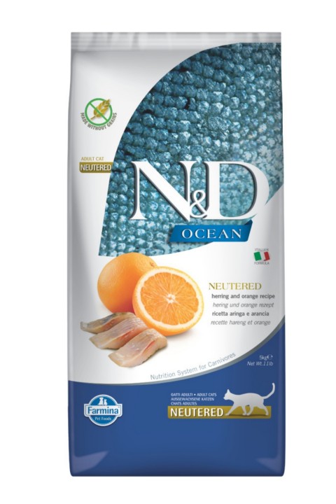 Nd Ocean Ringa & Portakal Neutered Tahılsız Kedi Maması 5 Kg