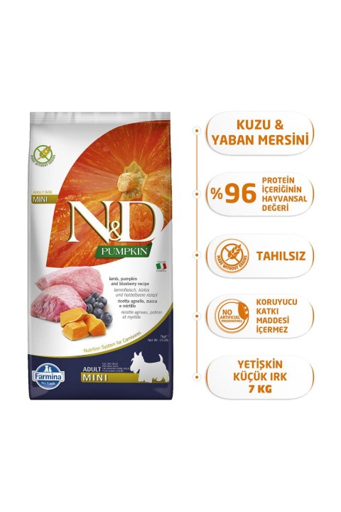 Nd Pumpkin Kuzu Etli Adult Mini Tahılsız Köpek Maması - 7 Kg