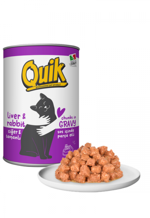 Quik Kedi 415 gr Ciğer-Tavşan Konserve 24 Adet Kampanyalı Ürün