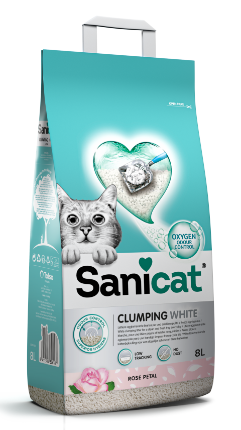 Sanicat Clumping White Gül Kokulu Kedi Kumu 8l