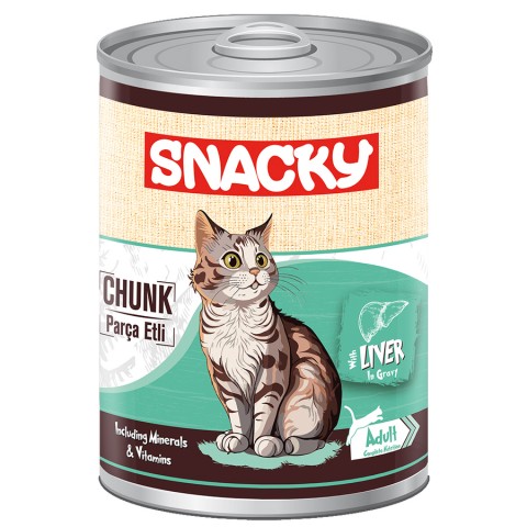 Snacky 12'li Koli-400 gr Chunk/Konserve Ciğerli Yetişkin Kedi