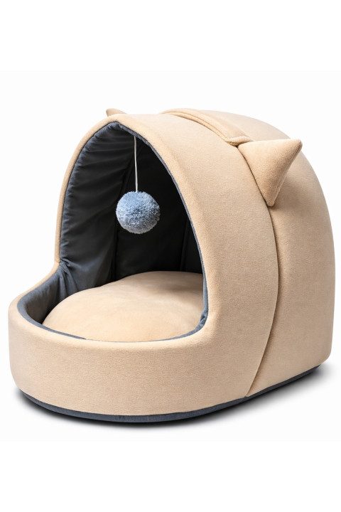 Trompet's Bej Kulaklı Yıkanabilir Kedi ve Köpek Yatağı