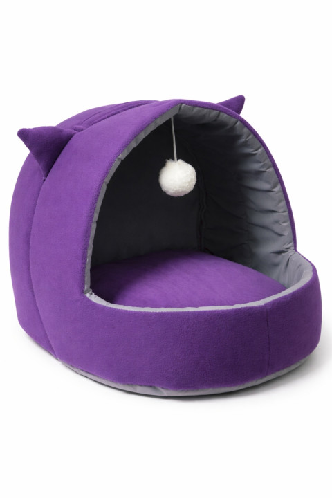 Trompet's Mor Kulaklı Yıkanabilir Kedi ve Köpek Yatağı