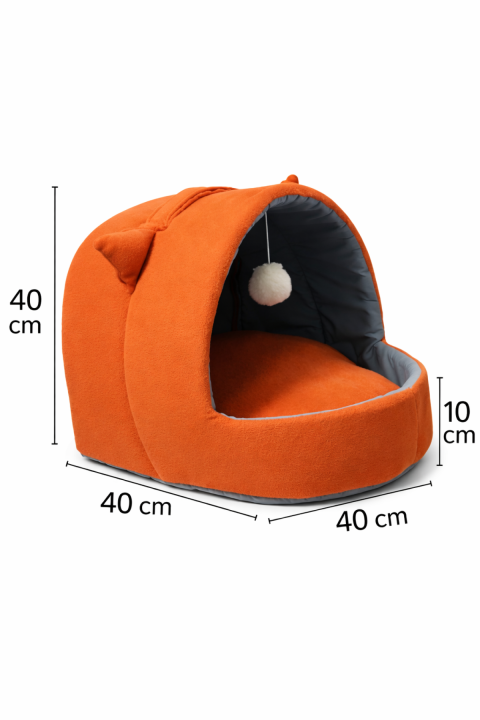 Trompet's Turuncu Kulaklı Yıkanabilir Kedi ve Köpek Yatağı