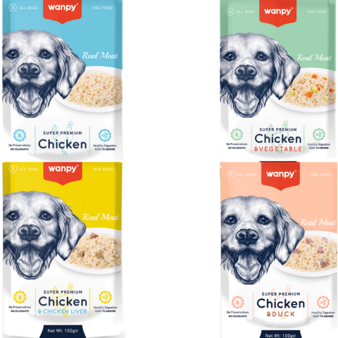 Wanpy 100g Pouch  Tavuklu & Tavuk&Ördek & Tavuk&Ciğer & Tavuk&Sebze ( 4 Çeşit 48 Adet ) SKT 06/26