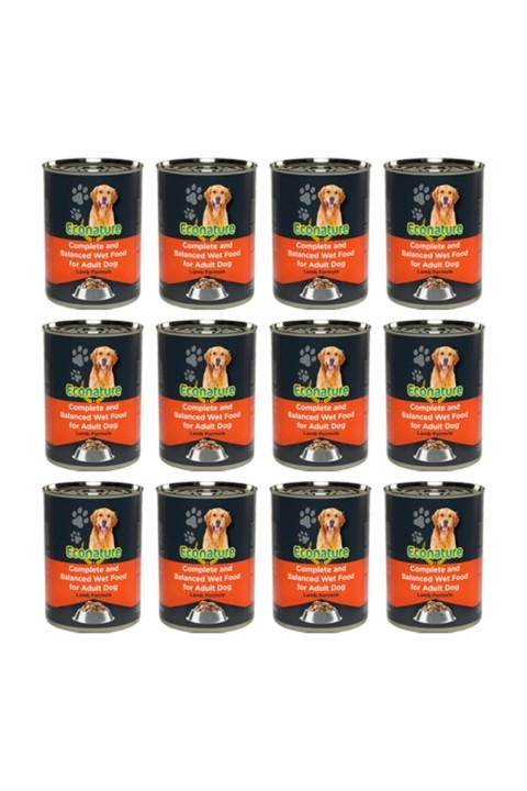 ECONATURE YET. KUZU ETLİ  KÖPEK KONSERVE MAMASI 400GR x 12 ADET